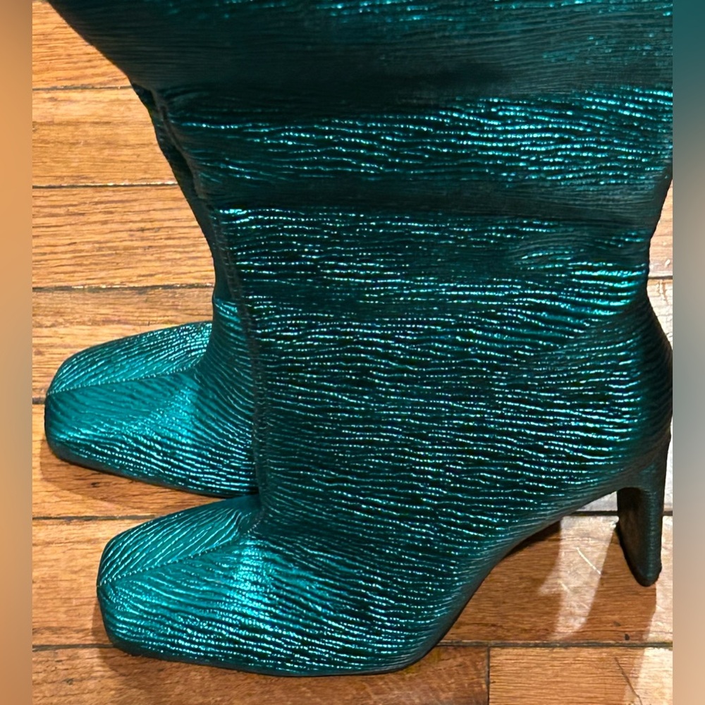 ZARA Green Laminated Boots Limited Edition 💕Size 37EUR /4UK /6.5 US - Picture 5 of 9